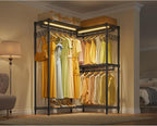 VIPEK L4L Portable Closet with Dimmable LED Lights, L Shaped Clothes Rack for Corner Space-Saving Storage, 3 Hanger rods for 