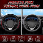 Ventilated Heart-Shaped Steering Wheel Cover with Anti-Slip Leather Grip. Compatible with Ford, Toyota, Honda, Nissan, and Ch