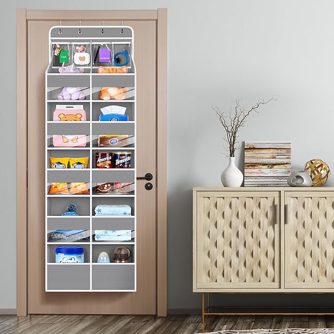 Univivi 6-Shelf Over Door Hanging Organizer Fabric Door Organizer with 10 Deep Pockets and 4 Small PVC Pockets Hanging Storag