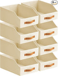 Homsorout Fabric Storage Bins for Organizing - 8 Pack Large Trapezoid Collapsible Storage Bins with Front Handle, Closet Orga