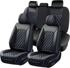 Huidasource Seat Covers Full Set, Seat Covers Nappa Leather, Velcro Adjustable, Compatible with Airbags, Armrests, Child Seat