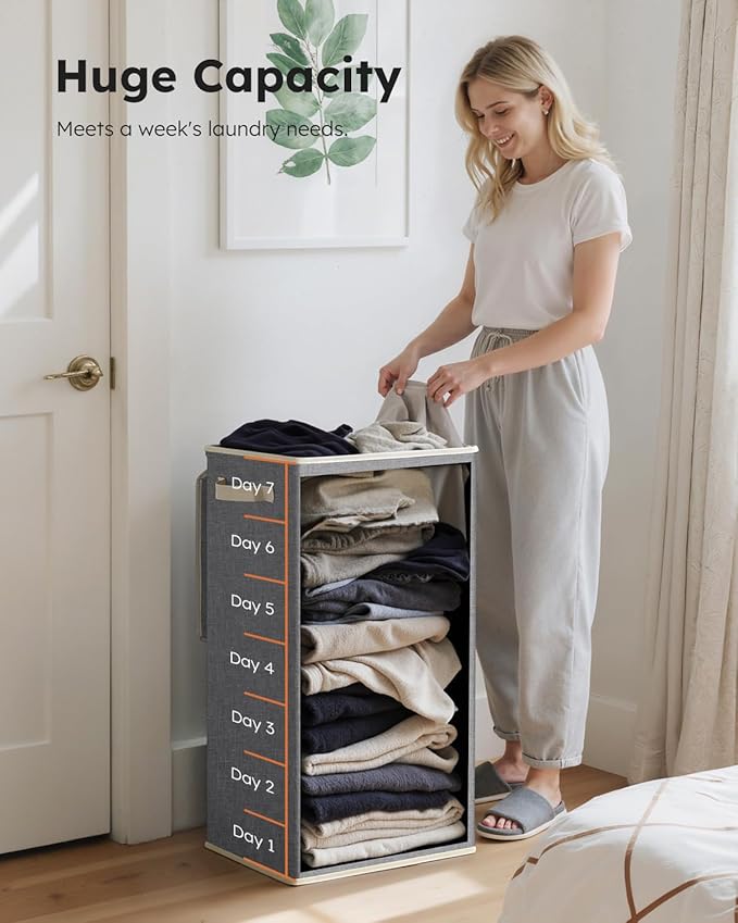 SOLEDI Laundry Hamper with Lid 100L Large & Tall Collapsible Laundry Basket, Clothes Hamper with Bag Removable Easy to Carry,