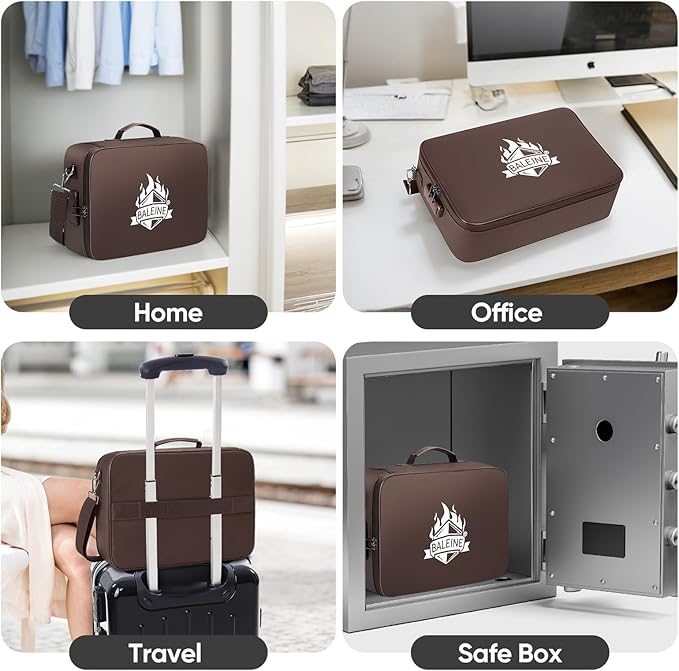 BALEINE Fireproof Document Box with Lock, Portable Fireproof Document Bag Waterproof Fire Proof File Boxes for Documents, Fil