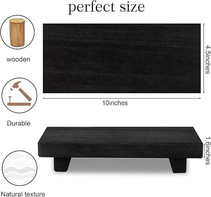 zoocatia Small Wood Tray Pedestal Stand Farmhouse Bathroom Decor Decorative Wooden Riser Kitchen Soap Dish Holder for Vanity,