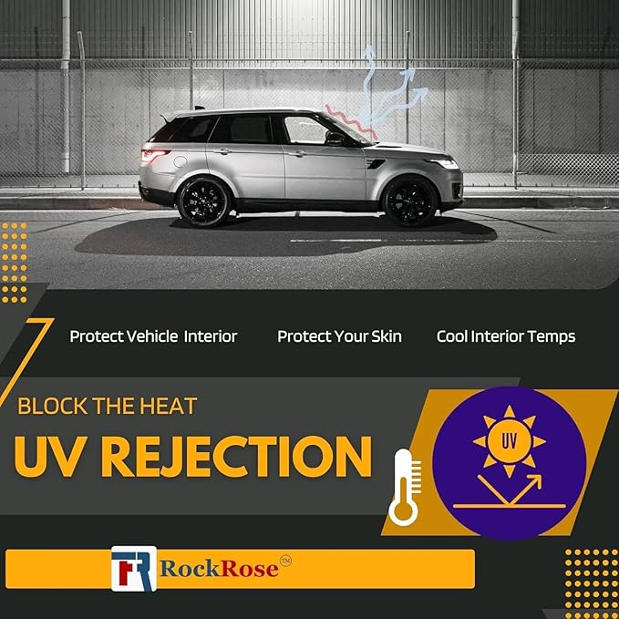RockRose 5% Car Window Tint 36 in x 100FT 1PLY Carbon Charcoal Privacy Film Heat, UV, and IRR Block Tint for Cars or Home Adhesive Film Easy Shrink, Plotter Friendly Pro Grade