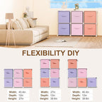 6 Cube Storage Organizer with Shelf Back to School Boxes 11 Inch Toy Storage Bins Closet Organizers Drawers Fabric Dresser fo