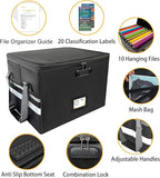 Large Next of Kin Box Organizer with Smart Labels, Fireproof Foldable File Organizer with Combination Lock, 10 Hanging Files 