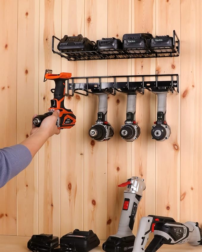 UNITEDPOWER Wall Mounted Power Tool Organizer Holder, Heavy Duty Utility Storage Rack for Battery Powered Hand Tools, Cordles