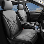 2 Pack Leather Front Car Seat Covers, Universal Sideless Car Seat Protectors with Storage Pocket and Seat Belt Pads, Waterpro