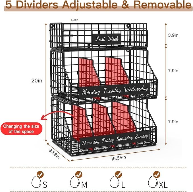 Egg Holder Countertop with Dividers & Labels, 3 Tier Stackable Chicken Egg Holder Egg Baskets for Gathering Fresh Eggs, Egg O