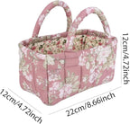 Small Storage Basket Organizer, Mini Fabric Floral Storage Baskets with Handle, Quilted Portable Collapsible Storage (D)