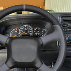 MEWANT Hand Stitch Black Grey Faux Leather Steering Wheel Cover for Chevy Silverado 1500 Astro Blazer C/K Kodiak S10