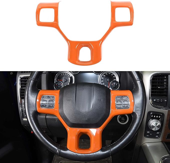 Hoolcar Interior Steering Wheel Cover ABS Trim Compatible with 2010-2017 Dodge RAM Accessories, Orange