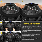 Suede Steering Wheel Cover with Upgraded Silicone Inner Ring, Breathable, Anti-Slip, Leather Universal 14.5 to 15 Inch Steeri
