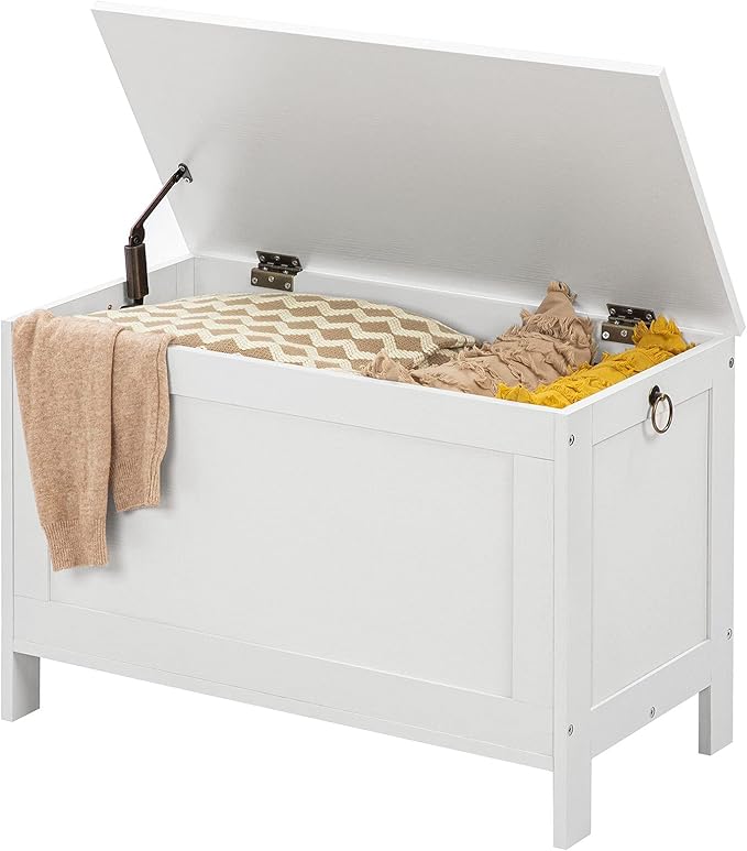 HOOBRO Toy Box, Retro Wooden Look Storage Chest with Safety Hinge, Entryway Storage Bench Supports 220 lb, 29.9 x 15.7 x 18.9