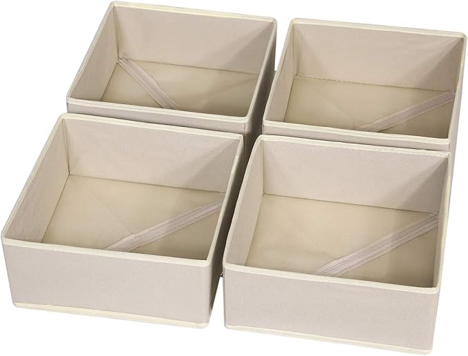 DIOMMELL 4 Pack Foldable Cloth Storage Box Closet Dresser Drawer Organizer Fabric Baskets Bins Containers Divider for Clothes