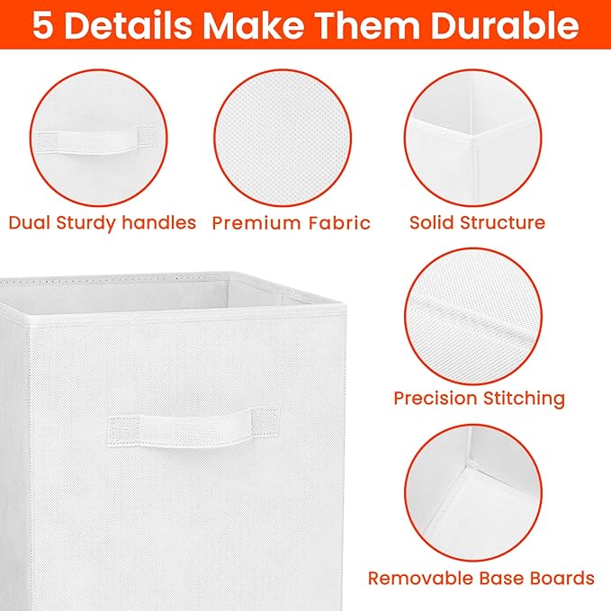 Criusia Storage Cubes - 11 Inch Heavy Duty Fabric Storage Bins for Shelves Closet Cube Organizer - 8 Pack Collapsible Cube St