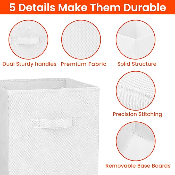 Criusia Storage Cubes - 13 Inch Heavy Duty Fabric Storage Bins for Shelves Closet Cube Organizer - 8 Pack Collapsible Cube St