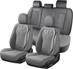 Coverado Car Seat Covers Full Set, Nappa Leather Seat Covers for Cars, 5 Seats Universal Waterproof Seat Covers, Front and Ba