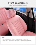 Huidasource Pink Front Seat Covers, Nappa Leather Front Car Seat Covers, Side Elastic Fabric, Compatible with Airbags, Seat B