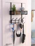 Over The Door Hooks Organizer Storage - Over The Door Hanger for Coat Rack, Storage with 12 Hook & 2 Mesh Baskets, for Bathro