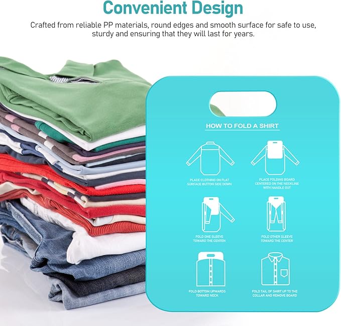 Cabilock Shirt Folding Board Adult Size 12X10 Inch Clothes Folder Laundry Organizer 2-Pack T-Shirt Folding Tool for Neat and 