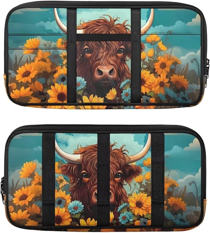 Sunflower Cow Car Sun Visor Organizer, Small Auto Visor Organizer and Storage, Registration and Document Holder, Vehicle Accessories for Sunglasses, Document, Card, Pen, Driver License