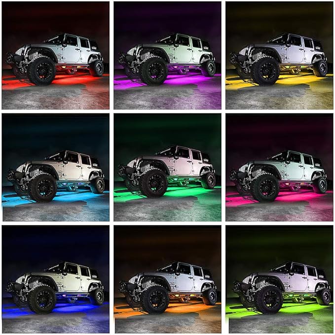 Car Underglow Lights, Bluetooth Dream Color Chasing StripLights Kit, 6 PCS Waterproof Exterior Car Lights with APP Control, 12V 300 LEDs Underbody Lights for All Cars