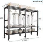 Heavy Duty Covered Clothes Rack with Magnetic Door 1500LBS Foldable Portable Wardrobe Closet for Hanging Clothing Rolling Bla