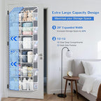 Univivi Over the Door Organizer, 6 Tiers Behind Door Storage with Clear Deep Pockets Hanging Organizer for Closet, Bedroom, N