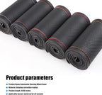 Pack-1 Leather Steering Wheel Cover, Universal Non-Slip Stitch On Wrap, DIY Car Wheel Cover Protector with Needle and Thread 