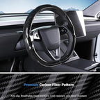 Steering Wheel Cover for Tesla Model 3 Highland(2024-Present)/ Model Y Juniper(2025-Present),Anti-Slip,Comfortable Grip,Breathable,Customized for Tesla Model 3/Y Accessories,Bright Black