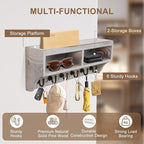 Key Holder Wall Mount - Mail Organizer Wall Mount with 6 Key Hooks and Storage Box for Sunglasses Storage and Dog Leash Holde