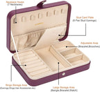 LANDICI Small Jewelry Box for Women Girls, PU Leather Travel Jewelry Case, Portable Jewelry Organizer Storage Holder Display 