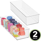 mDesign Plastic Drawer Organizer Box, Long Storage Organizer Bin Container; For Closets, Bedrooms, Use for Leggings, Socks, T