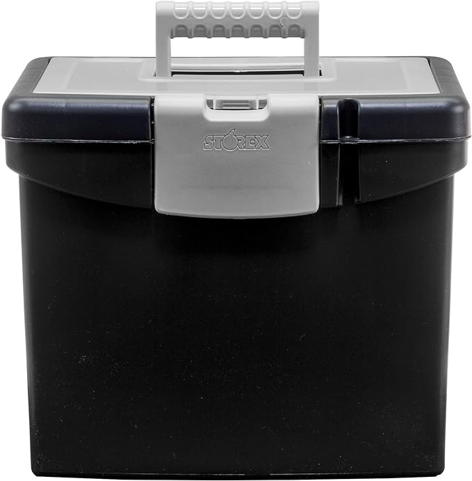 Storex File Storage Box Translucent Storage Lid, Black 1-Pack (61504F01C)