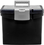 Storex 61504B02C Portable File Box with XL Lid, 11 x 13-1/2 x 11 Inches, Black (Pack of 3)