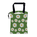Car Trash Bag Green Daisy Flowers Spring Hanging Drawstring Car Organizer and Storage Bag with Adjustable Buckle Canvas Garbage Bin for Back Seat or Hanging Headrest Car Decor Road Trip Essentials