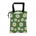 Car Trash Bag Green Daisy Flowers Spring Hanging Drawstring Car Organizer and Storage Bag with Adjustable Buckle Canvas Garbage Bin for Back Seat or Hanging Headrest Car Decor Road Trip Essentials