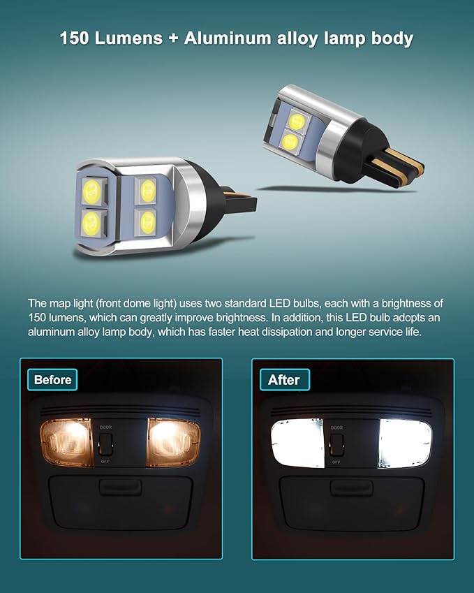 LED Light Kit For Toyota 2nd Gen Tacoma,2 Map lights + 1 Rear Dome Light,White Light,Cab Interior Lamp Upgrade Accessories,Fits years 2005,2006,2007,2008,2009,2010,2011,2012,2013,2014,2015