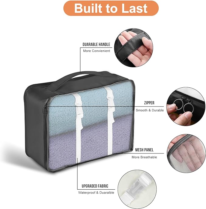8 Set Packing Cubes for Suitcase, Packing Cubes for Carry on Suitcases, Luggage Organizer for Travel Essentials, Large Mesh L