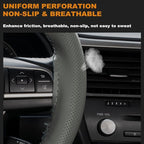 AUTOXBERT 38cm/15 Inch Genuine Leather DIY Steering Wheel Cover Soft Hand Sewing On Wrap Cover with Needles Thread fit for VW