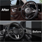Car Steering Wheel Cover Leather Snap On 3Pcs Set Non-Slip Protector Wrap Steering Wheel Accessories 14.5-15 inch Universal B