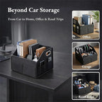 Car Storage Organizer - Compact PU Leather Bin for Trunk, Front Seat, Back Seat & Car Floor