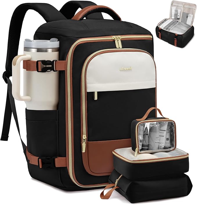 LOVEVOOK 40L Travel Backpack Carry on Flight Approved,Personal Item Bag with 3 Packing Cubes, Travel Backpack Bag for Women F