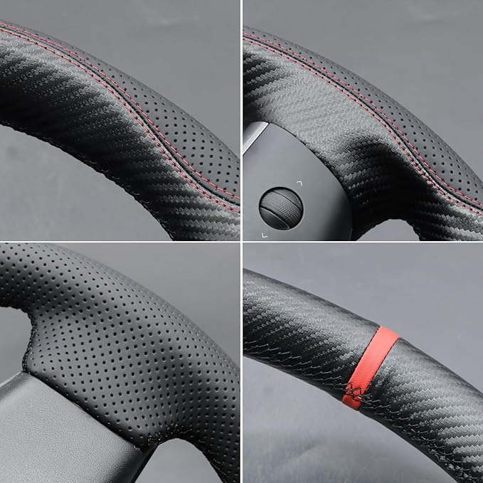 MEWANT Hand Stitched Steering Wheel Cover for Tesla Model 3 2017-2023 / Model Y 2020-2023 for Tesla Model 3/Y Accessories