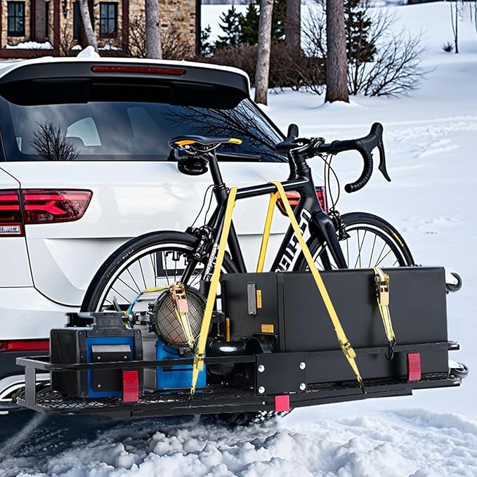 VEVOR 60"x20"x6", Hitch Cargo Carrier, 500 lbs Capacity Hitch Cargo Carrier with Cargo Net & Waterproof Cargo Bag, Folding Hitch Mount Cargo Carrier with Hitch Lock for 2" Receiver, Fit for SUVs