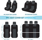 BDK PolyPro Car Seat Covers Full Set in Solid Charcoal – Front and Rear Split Bench Seat Covers for Cars, Easy to Install, Ac