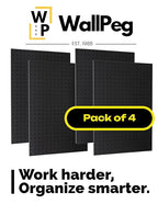 WallPeg Pegboard Kit - 4 Each 24"x16" Peg Board Panels - Made in USA - Mounted Size is 64" x 24" Pegboards Wall Organizer for