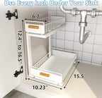 Under Sink Organizer Kitchen - Upgraded Professional Rails, 2 Tier Dual Pull Out Cabinet Storage, Height Adjustable Under Sin